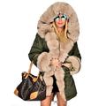 Roiii Plus Size Women Winter Fur Coat Hood Parka Long Trench Jacket Casual Outwear (10, Beige Green)