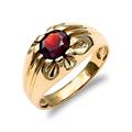 Jewelco London Men's Solid 9ct Yellow Gold Round Brilliant Garnet 10 Claw Solitaire Gypsy Ring