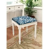 123 Creations Solid Wood Vanity Stool Linen/Wood/Upholstered in Gray/White/Brown | 19 H x 17 W x 16 D in | Wayfair CS100WDS-NY