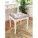 123 Creations Chinoiserie Solid Wood Vanity Stool Linen in Gray | 19 H x 17 W x 16 D in | Wayfair CS076WDS-LT