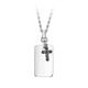 Hoxton London Men's Sterling Silver Black Sapphire Set Cross and Dog Tag Adjustable Necklace 45-51 cm (17.5-21 Inches)