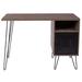 Williston Forge Coyer Rustic Wood Finish Computer Desk w/ Metal Cabinet Door & Metal Legs Wood/Metal in Black/Brown | Wayfair