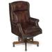 Hooker Furniture Empire Genuine Leather Executive Chair Wood/Upholstered in Brown | 48.75 H x 28.75 W x 30 D in | Wayfair EC216