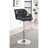 Orren Ellis Worthley Adjustable Height Swivel Bar Stool Upholstered/Leather/Metal/Faux leather in Black | 20 W x 20.5 D in | Wayfair