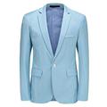 MOGU Mens Jacket with Single Button Lapel Blazer for Men Slim Fit Casual UK Size 42 (Label Asian Size 5XL) Light Blue