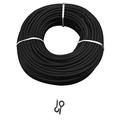 picturehangingdirect.co.uk Black Net Curtain Wire Voile rope rod Including 6 Hooks 6 eyes 1Mtr-30Mtr Length (Black Wire + (Black 6Hooks+6Eyes), 30 meter wire)