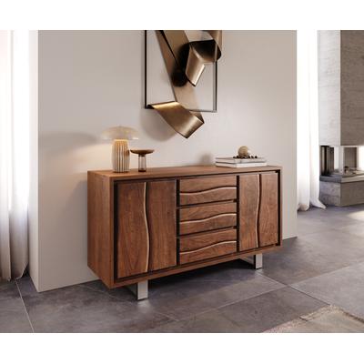 DELIFE Sideboard Live-Edge 147 cm Akazie Braun 3 Schübe 2 Türen, Sideboards, Baumkantenmöbel, Massivholzmöbel, Massivholz Image