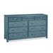 Braxton Culler Summer Retreat 9 Drawer Dresser Wood/Wicker/Rattan in Blue | 36 H x 64 W x 20 D in | Wayfair 818-141/HARBORBLUE