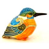 Astoria Grand Ridout Kingfisher Bird Trinket Box Figurine Metal in Blue/Orange | 1.75 H x 2.75 W x 1.5 D in | Wayfair