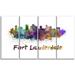 Design Art 'Fort Lauderdale Skyline' Print Multi-Piece Image on Metal in Indigo/Red/Yellow | 28 H x 48 W x 2 D in | Wayfair MT6574-271