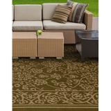 Green/White 94 x 0.25 in Area Rug - Fleur De Lis Living Beaminster Oriental Green/Beige Indoor/Outdoor Area Rug | 94 W x 0.25 D in | Wayfair