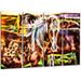 Design Art 'Horse Embrace' Graphic Art Print Multi-Piece Image on Metal in Brown/Yellow | 28 H x 48 W x 2 D in | Wayfair MT2450-271