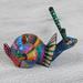 Bungalow Rose Rainbow Snail Wood Alebrije Statue Wood in Blue/Brown/Indigo | 3.9 H x 6 W x 3.5 D in | Wayfair 1B3A2013688F497FB2BCBC4E4BCFF23A