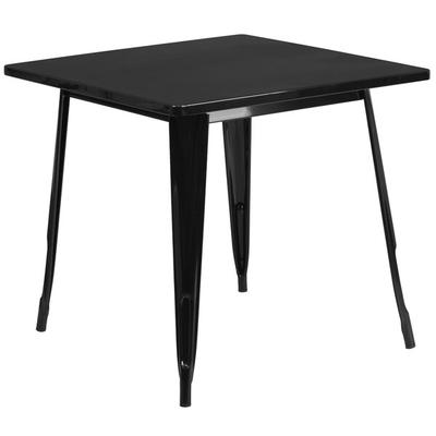 Flash Furniture ET-CT002-1-BK-GG 30" Black Metal Indoor / Outdoor Square Cafe Table