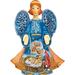 The Holiday Aisle® Fifield Adoration Angel Derevo Collection Wood/Resin/Plastic in Blue/Brown | 5 H x 5 W x 4 D in | Wayfair