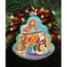 The Holiday Aisle® At the Fireplace Shaped Ornament Holiday Splendor Collection Glass in Blue/Yellow | 4 H x 3.5 W x 2 D in | Wayfair