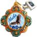 The Holiday Aisle® Name Drop Majestic Eagle Ornament Derevo Collection Plastic in Blue/Green/Orange | 3 H x 3.5 W x 1.5 D in | Wayfair