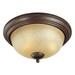 Westinghouse 69450 - 2 Light 13" Round Saddle Bronze Antique Amber Scavo Glass Shade Ceiling Light Fixture (2 Lt. Flush, Saddle Bronze Finish)