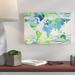 Wrought Studio™ Gillham World Map by Irina Sztukowski - Print on Canvas in Blue/Green | 8 H x 12 W x 2 D in | Wayfair