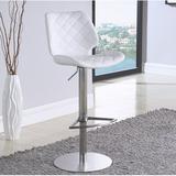 Latitude Run® Mesirow Adjustable Height Swivel Bar Stool Upholstered/Leather/Metal/Faux leather in Gray/White | 16.93 W x 21.06 D in | Wayfair