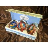 The Holiday Aisle® 3 Piece Coastal Glass Holiday Shaped Ornament Set Glass in Blue/Brown/Orange | 9 H x 4 W x 2 D in | Wayfair