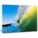 Design Art Surfer Beating Waves by Designart - Graphic Art Print on Canvas Canvas, Solid Wood in Blue/Green | 12 H x 20 W x 1 D in | Wayfair