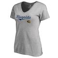 Women's Fanatics Branded Heathered Gray Wisconsin Eau Claire Blugolds American Classic V-Neck T-Shirt