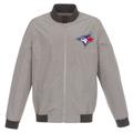 Men's JH Design Gray Toronto Blue Jays Lightweight Nylon Bomber Jacket