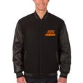 Men's JH Design Black Joey Logano Wool & Leather Varsity Jacket