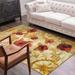 Red/Yellow 96 x 0.32 in Area Rug - Red Barrel Studio® Fedna Floral Gold/Red Area Rug Polyester | 96 W x 0.32 D in | Wayfair