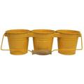 August Grove® Cherukumilli Enameled Galvanized Triple Pot Planter Metal in Yellow | 4.75 H x 14.5 W x 4.75 D in | Wayfair