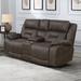 Red Barrel Studio® Aprill 77" Pillow Top Arm Reclining Loveseat Faux Leather in Brown | 43 H x 77 W x 43 D in | Wayfair