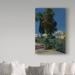 Trademark Fine Art 'Garden Alcazar Sevilla' Oil Painting Print on Wrapped Canvas in Blue/Green | 19 H x 12 W x 2 D in | Wayfair BL02000-C1219GG