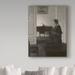 Trademark Fine Art 'Interior w/ A Lady Reading' Oil Painting Print on Wrapped Canvas in White/Black | 47 H x 35 W x 2 D in | Wayfair