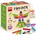 bioblo Fun Box Multi Mix 200 Pieces | Sustainable Colourful Building Blocks for Children from 3 Years | Wooden Building Blocks Children's Toy | STEM Montessori Toy for Stacking & Balancing Games