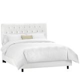Alcott Hill® Low Profile Standard Bed Upholstered/Metal/Cotton in White/Black | 54 H x 56 W x 78 D in | Wayfair ALCT2127 25540960