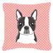 Caroline's Treasures Checkerboard Boston Terrier Indoor/Outdoor Throw Pillow Polyester/Polyfill blend in Pink | 18 H x 18 W x 5.5 D in | Wayfair