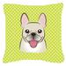 Caroline's Treasures Checkerboard French Bulldog Indoor/Outdoor Throw Pillow Polyester/Polyfill blend in Green | 18 H x 18 W x 5.5 D in | Wayfair