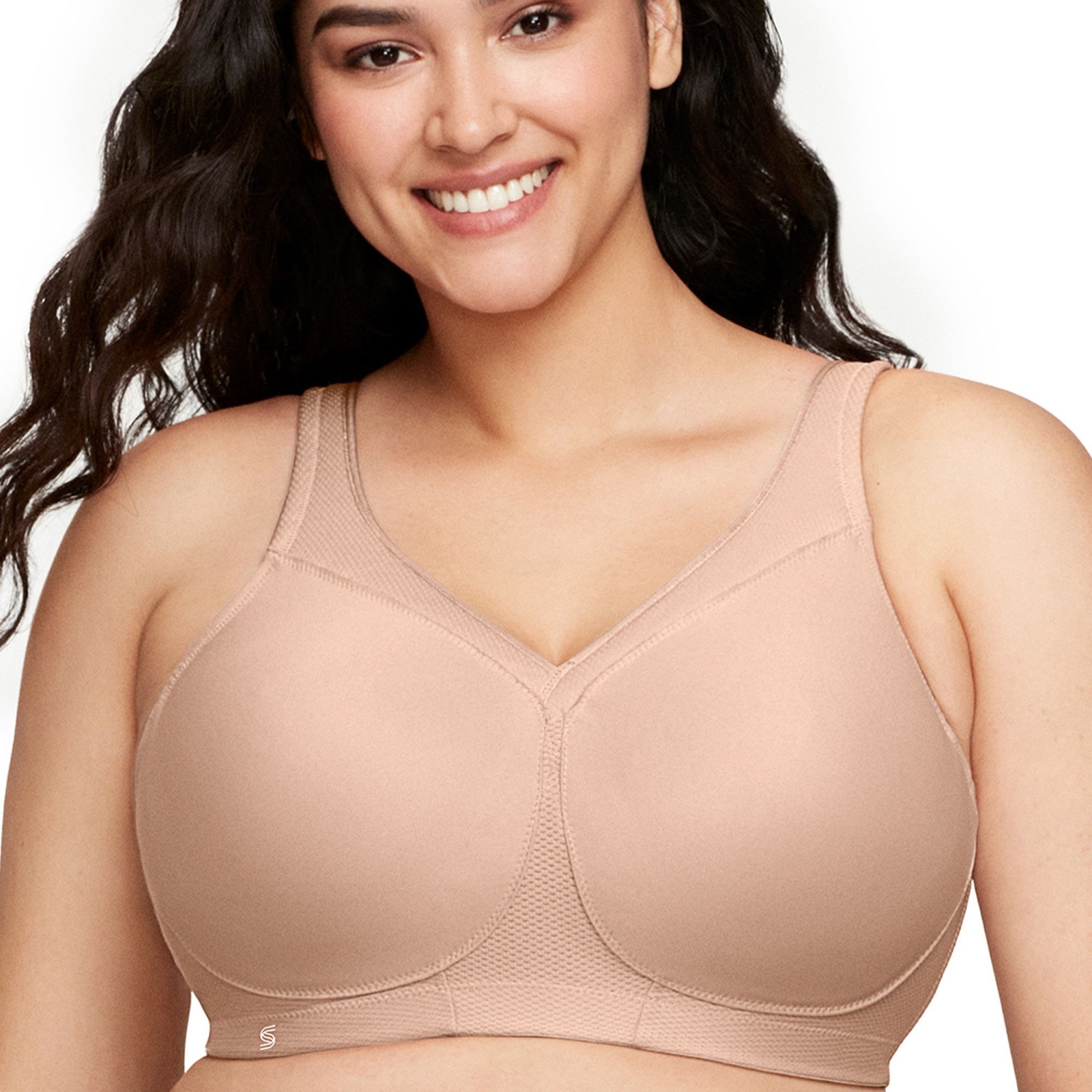 Glamorise MagicLift Seamless Sports Bra (Size 42-D) Beige, Lycra,Nylon,Polyester