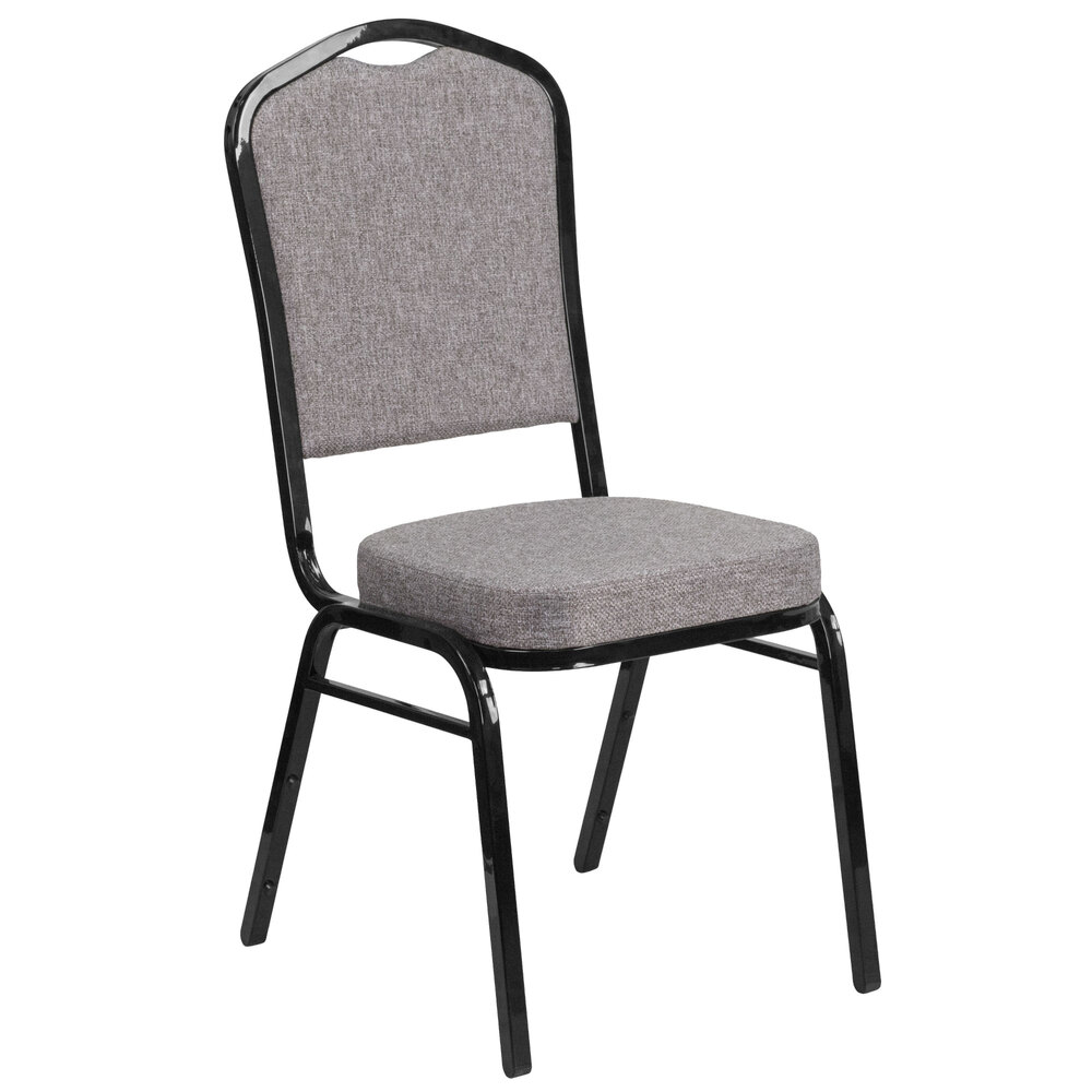 Flash Furniture FD-C01-B-5-GG Hercules Gray Fabric Crown Back Stackable Banquet Chair with Black Frame