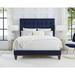 Brayden Studio® Bond Bedframe w/ Button Tufted Headboard Velvet, Solid Wood in Blue | 60.3 H x 82 W x 89 D in | Wayfair