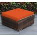 Latitude Run® Billyjo Large Ottoman w/ Cushion Wicker/Rattan in Pink/White | 13 H x 32 W x 32 D in | Outdoor Furniture | Wayfair