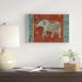 East Urban Home 'Elephant Caravan IIM' Graphic Art Print Canvas in Blue/Green/Red | 25.6 H x 37.6 W x 1.5 D in | Wayfair ETUH6060 42481582