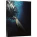 East Urban Home 'Galapagos Sea Lion Pup Fishing Amid School of Striped Snapper, Galapagos Islands' Photographic Print Canvas, in Black/Blue | Wayfair