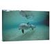 East Urban Home 'Bottlenose Dolphin Underwater Mother & Young, Hawaii' Photographic Print, Wood in White | 24 H x 36 W x 1.5 D in | Wayfair