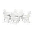 POLYWOOD® Vineyard Curveback Adirondack 7-Piece Outdoor Dining Set w/ Trestle Legs Plastic in Orange/White/Yellow | 29 H x 73 W x 38 D in | Wayfair