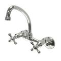 Kingston Brass Adjustable Wall Mount Double Handle Kitchen Faucet, Ceramic in Gray | Wayfair KS214M