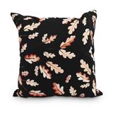 Winston Porter Linlithgow Wild Oak Leaves Outdoor Square Pillow Cover & Insert Polyester/Polyfill blend in Black | 16 H x 16 W x 3 D in | Wayfair