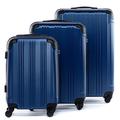 FERGÉ Luggage Set 3 Piece Hard Shell Travel Trolley QUÉBEC Suitcase Set 4 Twin Spinner Wheels Blue