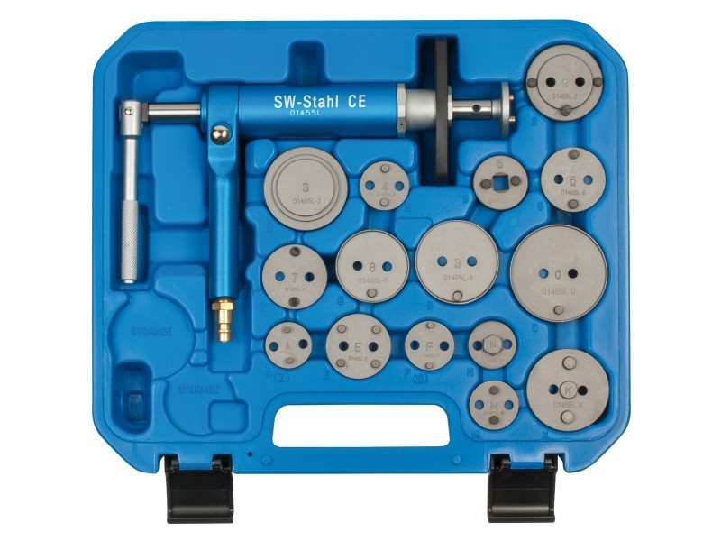 SWSTAHL Universal Bremskolbenrückdrehwerkzeug, 16-tlg. Dreh-/Rückstellwerkzeugsatz, Bremssattelkolben 01465L Image
